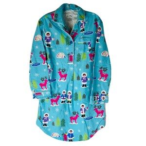 Nick & Nora Sz Small Eskimo Print Sleep Shirt